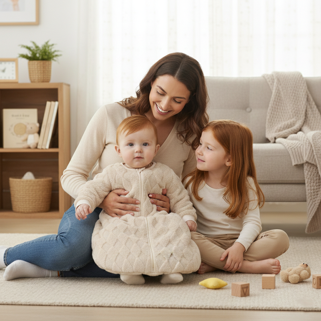 Gigoteuse Bébé Hiver Manches Longues en Peluche Douce 1–9 Mois en famille