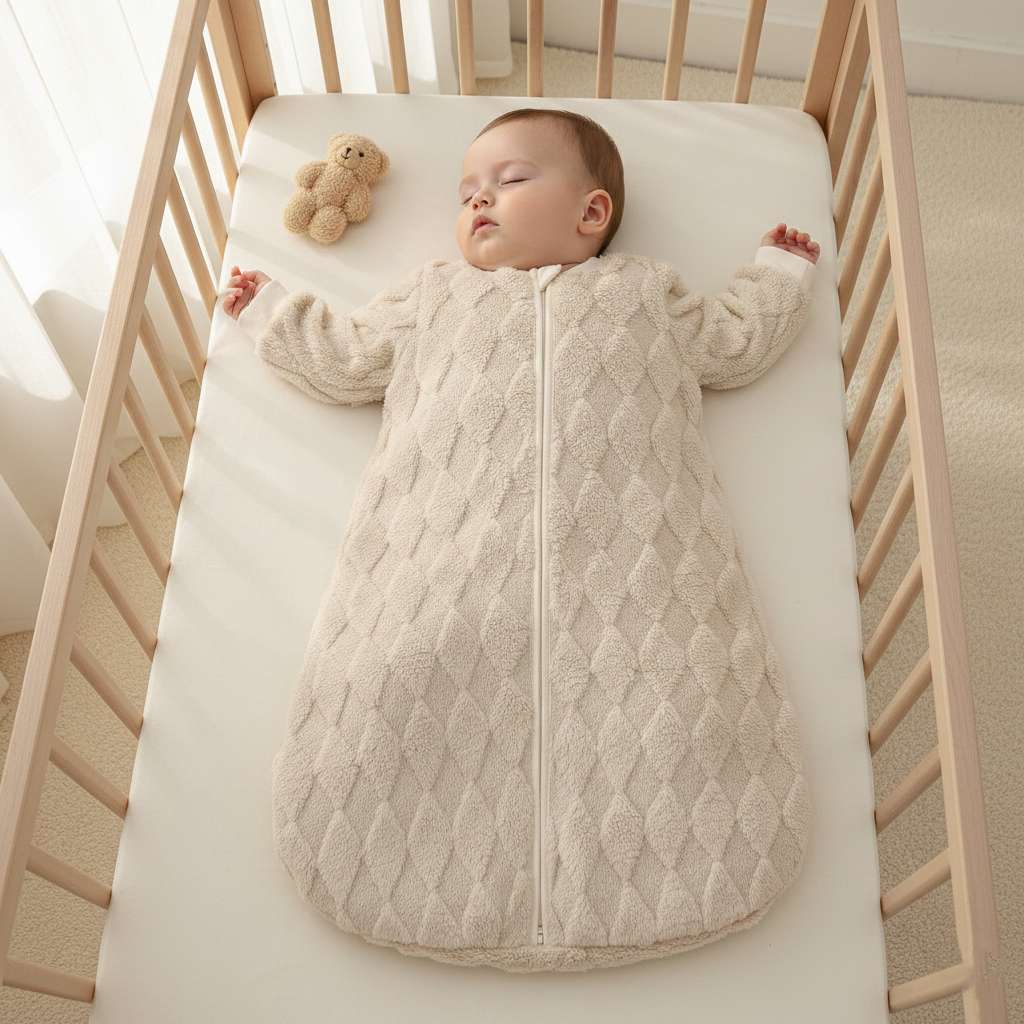 Gigoteuse Bébé Hiver Manches Longues en Peluche Douce 1–9 Mois  sieste