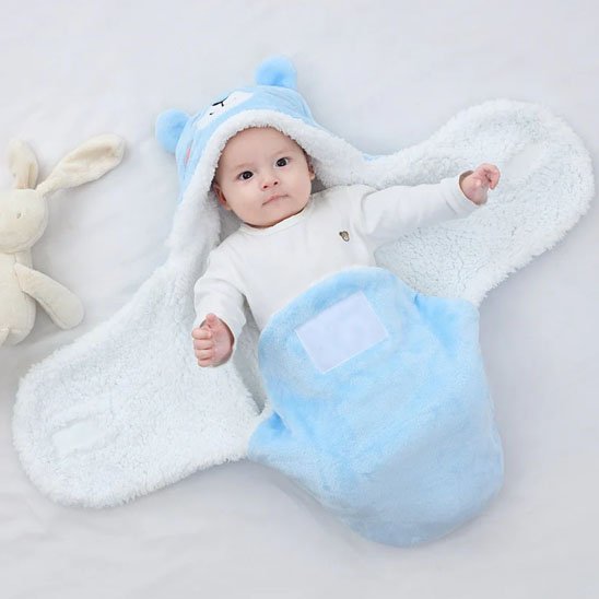 Nid d’Ange Bébé Hiver Douillet à Motifs Animaux bleu