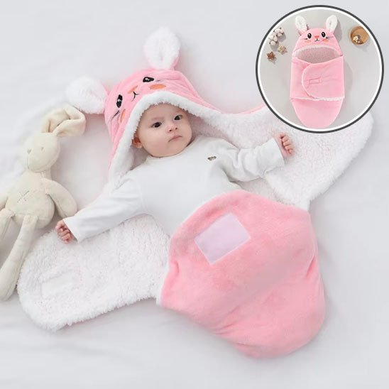 Nid d’Ange Bébé Hiver Douillet à Motifs Animaux lapin rose