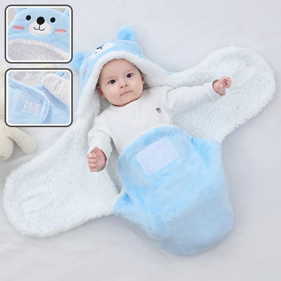 Nid d’Ange Bébé Hiver Douillet à Motifs Animaux ours bleu