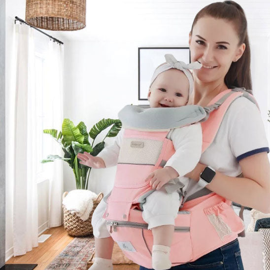 porte bébé physiologique rose avec maman