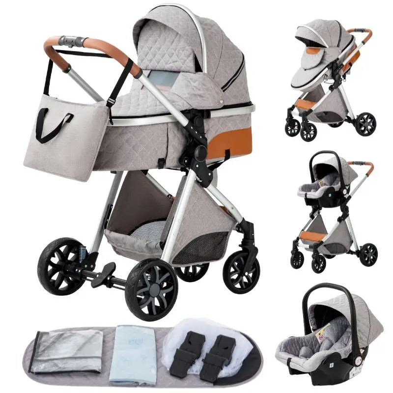 poussette bébé gris clair