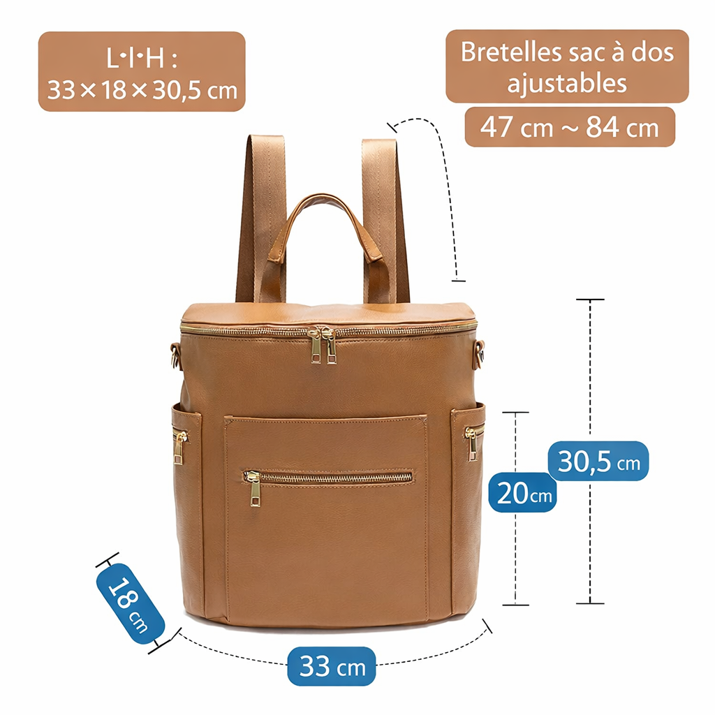Sac à Dos à Langer Bébé – Grande Capacité, Poches Isothermes et Matelas dimensions