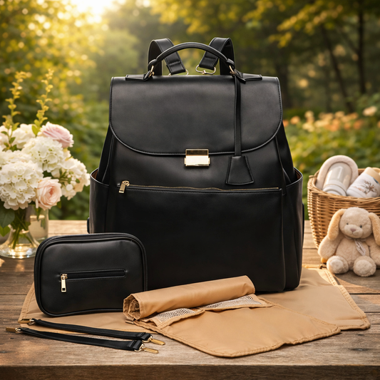 Sac à Langer à Dos Chic Grande Capacité avec Poches Isothermes noir