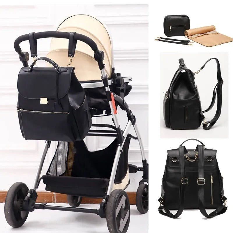 Sac à Langer à Dos Chic Grande Capacité avec Poches Isothermes sur poussette