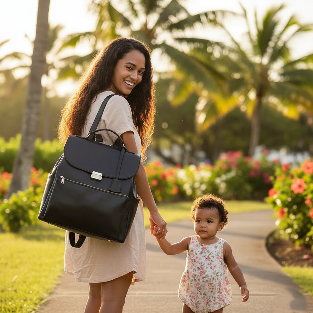 Sac à Langer à Dos Chic Grande Capacité avec Poches Isothermes en vacances