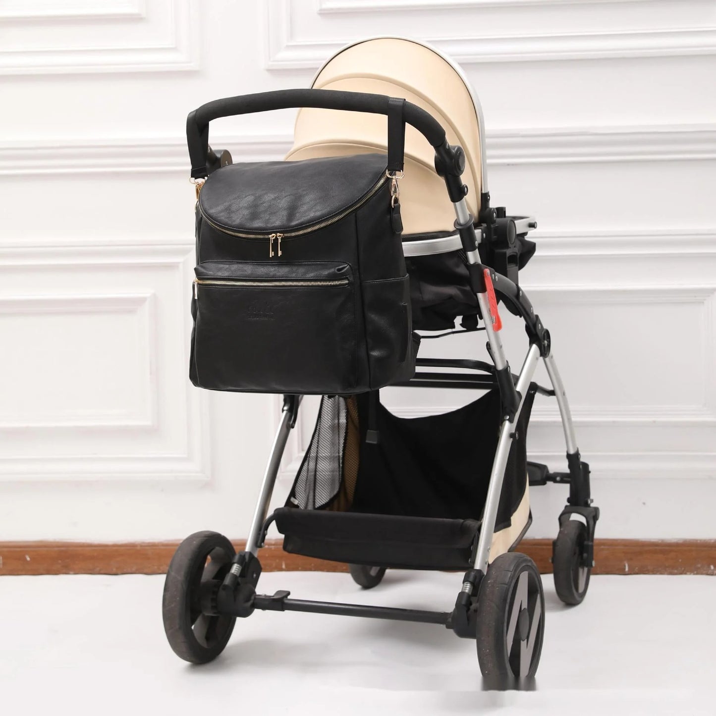 Sac à Langer à Dos Simili Cuir Grande Capacité Trolley | LuxyMom™