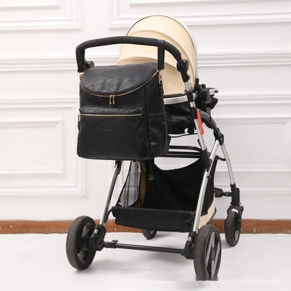 Sac à Langer à Dos Simili Cuir Grande Capacité Trolley | LuxyMom™