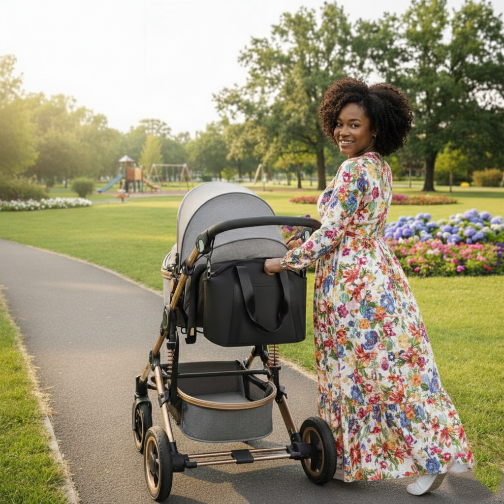 Sac à Langer Bébé Élégant Grande Ouverture et Poches Isothermes au parc