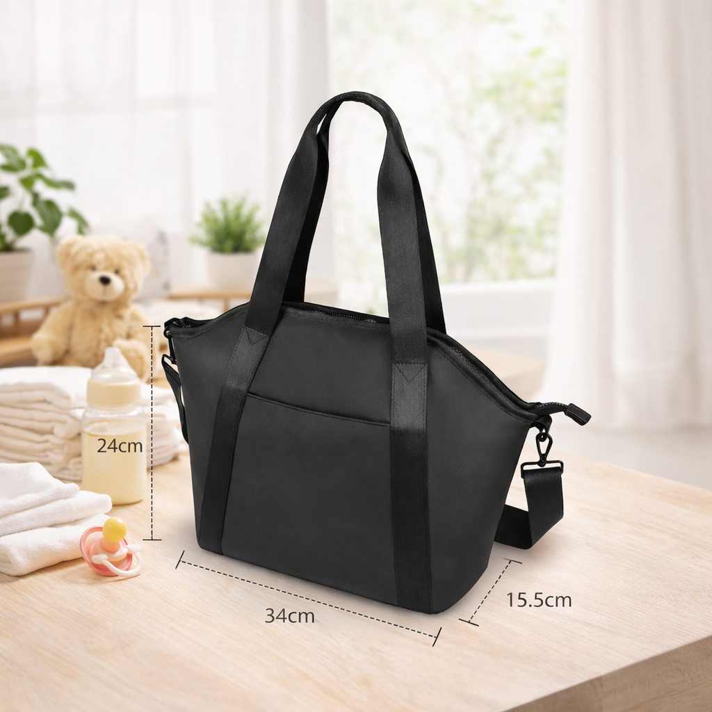 Sac à Langer Bébé Élégant Grande Ouverture et Poches Isothermes dimensions