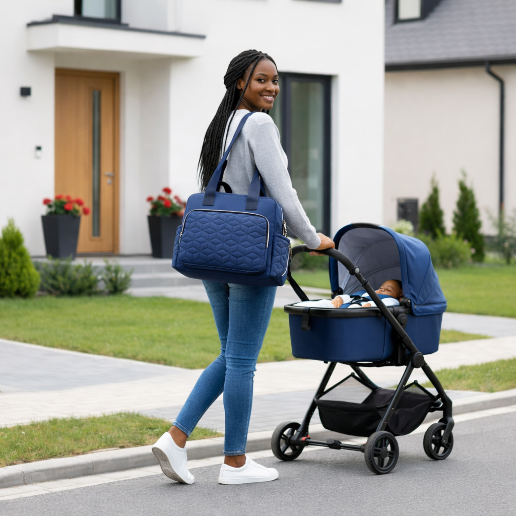 Sac à Langer Bébé Grande Capacité avec Poches Isothermes en poussette