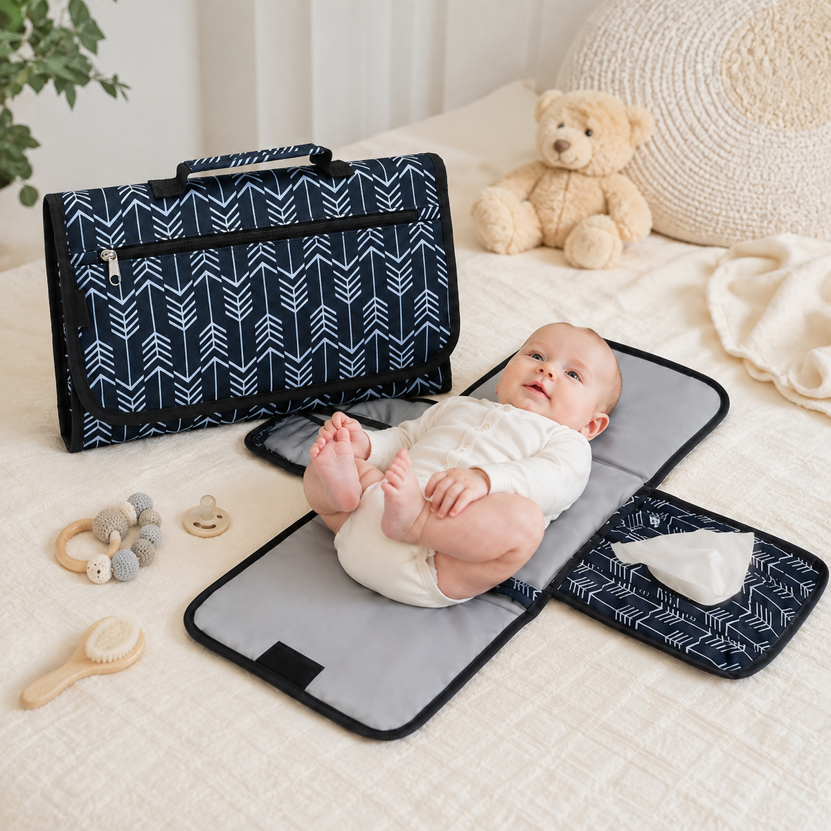 Tapis à Langer Nomade Ouverture 1 Main Imperméable | Langou™