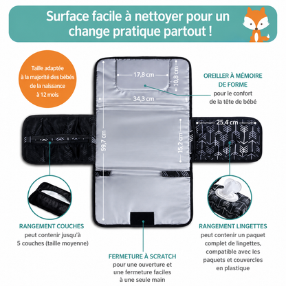 Tapis à Langer Nomade Ouverture 1 Main Imperméable | Langou™