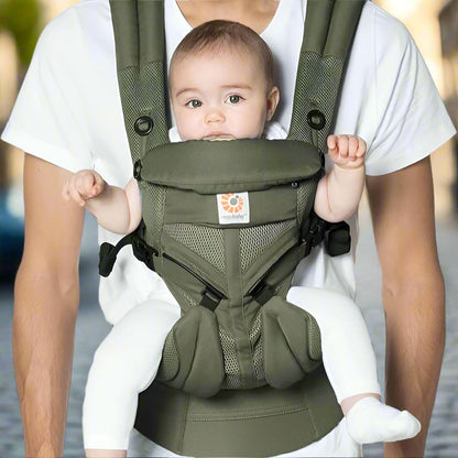 porte bébé randonnée vert avec papa