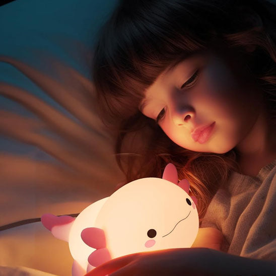 Veilleuse Bébé Silicone Axolotl LED Rechargeable Axolina™ nuit