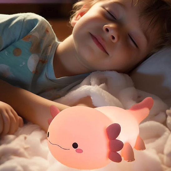 Veilleuse Bébé Silicone Axolotl LED Rechargeable Axolina™ sommeil